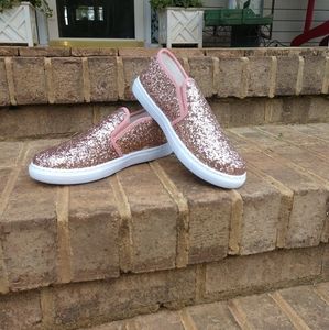 **3/$15** $ale Pink glitter slip on shoes